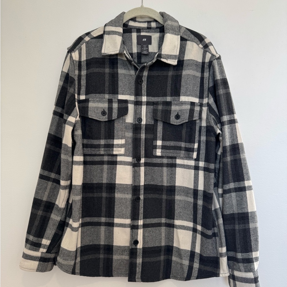 H&M Men's Black and White Plaid Jacket
